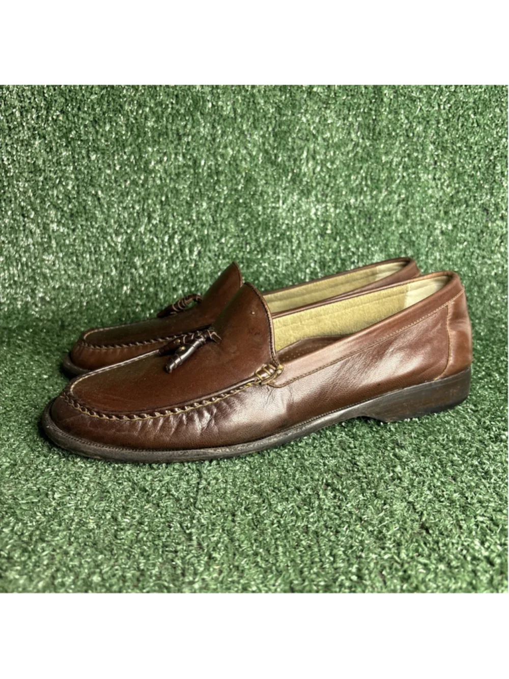 STUNNING Bragano Cole Haan Tassel Loafers Mens 10.5‎ M Brown Leather Vintage